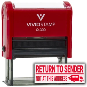 Return To Sender Not At This Address (Mail Van) Self Inking Rubber Stamp - Picture 1 of 12
