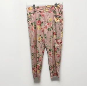 Ralph Lauren Hyannis Port Pink Roses Floral Stretch Pant Womens Size 16 - Picture 1 of 8