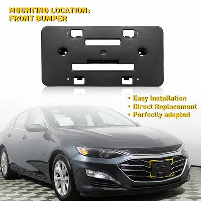 Black For 2019 2020-2023 Chevrolet Malibu License Plate Bracket Front Bumper EAH — 第 1/4 张图片