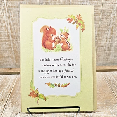 Hallmark Thanksgiving Greeting Card Woodland Animals Yellow Leaves Blessings - Image 1 of 4