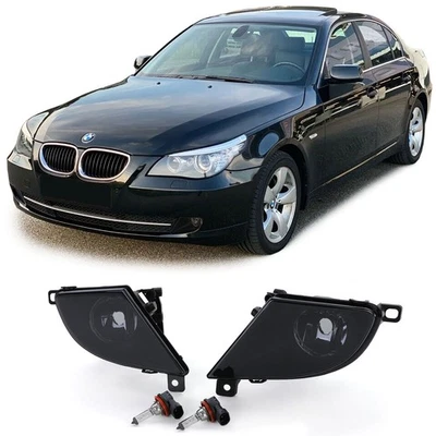 Klarglas Nebelscheinwerfer Set Schwarz Smoke für BMW E60 E61 LCI Facelift 07-10 - Bild 1 von 4