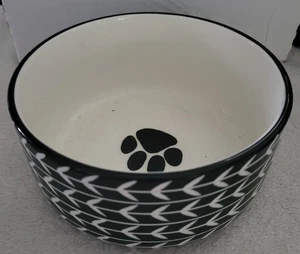Artículos para el hogar Signature flecha negra tazón para mascotas gato perro comida de agua cerámica negro blanco - Imagen 1 de 5