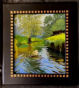 Signed Framed Original Impressionist Oil Painting - Secret Creek Fishing Spot - Picture 1 of 5