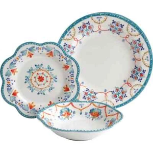 Gibson Home Set di stoviglie 12 pezzi Tamara in melamina bianco e floreale - Foto 1 di 4