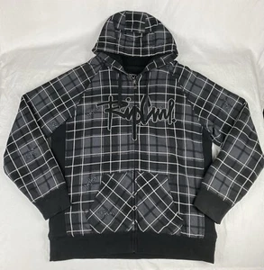 Rip Curl Hoodie Mens 2XL Black Check Sherpa Lined Heavyweight Full Zip Logo - Picture 1 of 15