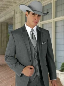 NEW Jean Yves STEEL Dark GRAY TWILIGHT Charcoal Western Tuxedo Suit Grey - Picture 1 of 3