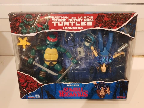 Playmates TMNT/Stranger Things Leonardo & Eleven 2-Pack NEW & Sealed Cover