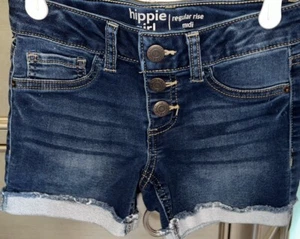 Girls Hippie Girl Regular Rise Midi Stretch Denim Jean Shorts-EUC-Size 8 - Picture 1 of 4
