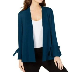 Alfani Women Petite PS Dark Teal 3/4 Sleeves Open Front Cardigan NWT CB21 - Picture 1 of 4