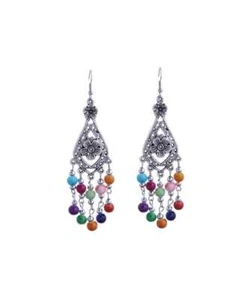 Turquoise Flower Chandelier Dangle Earrings French Hook Boho Fashion Jewelry - Picture 1 of 10