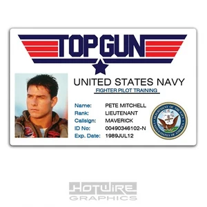 Plastic ID Card (TV Series Prop) - TOP GUN Maverick Navy School Pass 80s Film TV - Picture 1 of 2