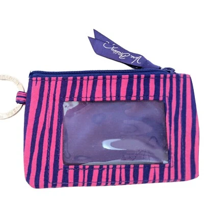 Vera Bradley Estuche de Identificación con Cremallera Impresionista Rayas Llavero Cartera Púrpura Cebra  Foto 1 de 4