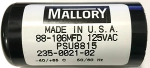 Condensadores de arranque del motor de CA PSU8815, 88-106uF 125VAC, 88-106MFD 125VAC, PMJ88 - Imagen 1 de 5