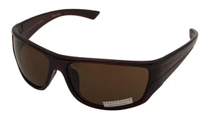 Perry Ellis Mens Sunglass Dark Brown Plastic Wrap, Solid Brown Lens PE18 4 - Picture 1 of 13
