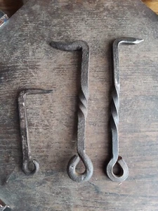 Antique Vintage Iron Hooks for Doors Lot of 3 - Picture 1 of 24