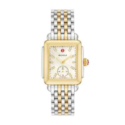 NEW MICHELE DECO MID DIAMOND MOP DIAL GOLD TWO TONE WATCH MWW06V000042 - Image 1 of 4