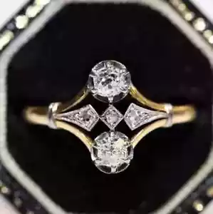 2.9Ct Art Deco Style Lab Created Diamond 14K Yellow Gold Finish Engagement Ring - Picture 1 of 8