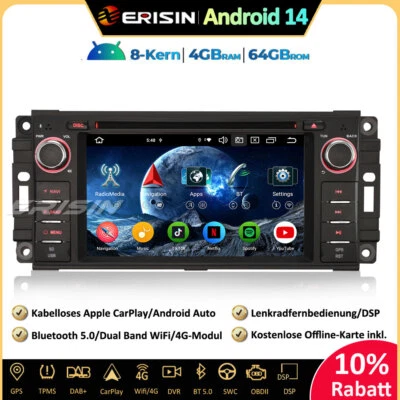 Android 14.0 Autoradio GPS DAB+ Navi Jeep Compass Patriot Chrysler Sebring Dodge - Bild 1 von 4