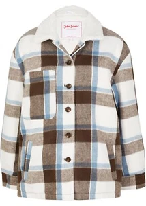 Neu Shaket mit Teddyfutter Gr. 38 Wollweiß Kariert Damen Warm Casual-Jacke - Bild 1 von 1