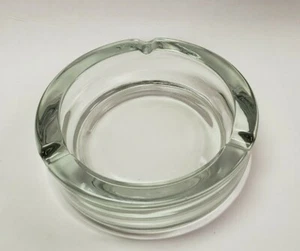Classic MCM Large Heavy Round Clear Glass Ashtray - Picture 1 of 6