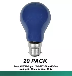 20 x 18W Halogen DARK Light Globes Bulbs Lamps B22 Bayonet - GOOD FOR HEAT ONLY - Picture 1 of 3