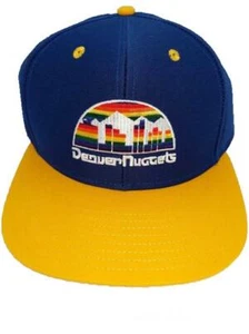 New Denver Nuggets Mens Flatbrim Snapback Throwback HWC Adidas Cap Hat - Picture 1 of 8