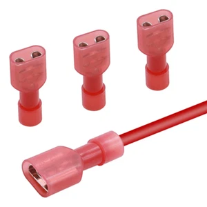 1000PCS Insulated 22-16 Wire Gauge Red Spade Crimp Connectors Female Terminals - Picture 1 of 7