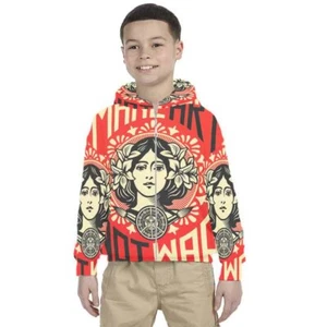 Kids Hoodie Make Art Not War Hoodie Unisex For Children - Picture 1 of 4