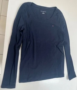 BRAND NEW TOMMY HILFIGER LONG SLEEVE LOGO SHIRT BLACK SIZE M WOMENS CREW NECK - Picture 1 of 3