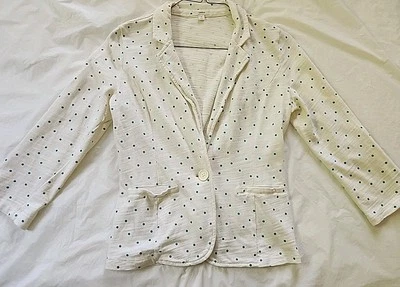 Blazer Caslon Tejido Mediano Mujer Lunares Informal Chaqueta Blanco Turquesa Preppy  Foto 1 de 4