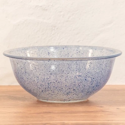 Cuenco mezclador vintage Pyrex azul moteado 8 i20,00 pulgadas preparación de cocina base transparente Foto 1 de 4