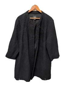 Eileen Fisher Womens 1X Wool  Jacket  Texture 3/4 Sleeve Black - Picture 1 of 8