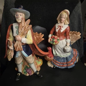 Fitz & Floyd 11" Harvest Heritage Thanksgiving Pilger Set Kerzenhalter groß - Bild 1 von 19