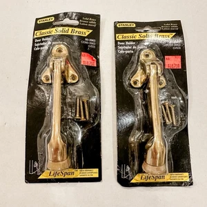 Lot Of 2 New Stanley 80-3963 Classic Solid Brass Door Holder Kick Down Read - Picture 1 of 6