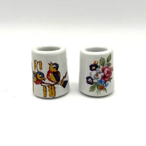 Vintage Ceramic Candle Mini Taper Holders - Floral Birds Sheep - Made in Germany - Picture 1 of 4