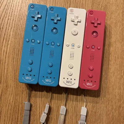 Nintendo Wii Motion Plus Lot Of 4 SET OEM White Pink Blue Controller Tested JP - Image 1 of 4