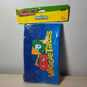 Vintage Veggie Tales Blue Pencil Case Larry The Cucumber Bob The Tomato - Picture 1 of 4