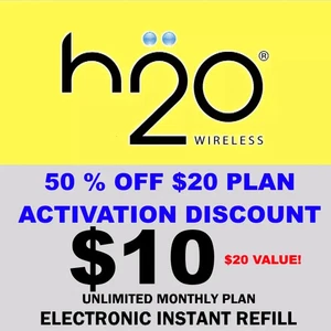 H2O H20 ESIM ACTIVATION RABAIS 50 % RABAIS SUR LE PLAN DE 20 $ -- SEULEMENT 12 $ - Photo 1 sur 2