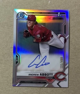 Tarjeta de novato Bowman 2021 cromada de béisbol Andrew Abbott primer autógrafo #’d/499 - Imagen 1 de 2