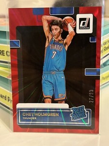 2022-23 Donruss Chet Holmgren Red Holo Laser Rated Rookie RC /99 Thunder