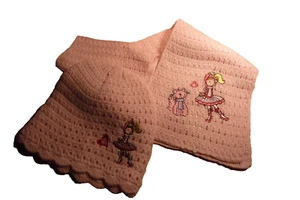 Set Mütze u. Schal für kleine Damen/Mädchen rosa mit Stickerei Ballerina & Mieze - Bild 1 von 2