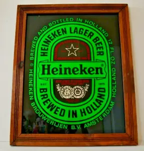 Heineken großes Bier Made in Holland Bar Schild im Holzrahmen ca. 18" x 24" - Bild 1 von 2