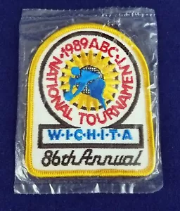 Parche de bolos vintage 1989 ABC National Tournament 86o anual Wichita KS nuevo de lote antiguo - Imagen 1 de 2