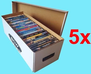 5 BCW CARDBOARD MEDIA STORAGE BOXES with LID stackable dvd video game manga cd - Picture 1 of 4
