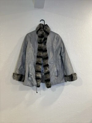 Серебряная замша зимнее пальто куртка женский размер Guess Med отделки искусственного меха без ярлыков - Изображение 1 из 4