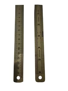 6inch/15cm Stainless Steel Metal Straight Ruler Precision Scale Double Sided 2pc - Picture 1 of 2