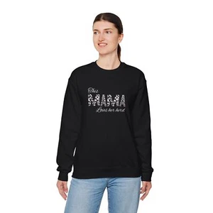 Cow Mothers Day Farmer Mama Loves Her Herd Unisex Crewneck Sweatshirt Cotton - Picture 1 of 9