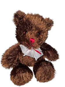 8” Brown Bear Red Nose Beanie Plush Stuffed Animal - Picture 1 of 6