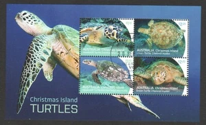 AUSTRALIA CHRISTMAS ISLAND 2021 TURTLES SOUVENIR SHEET OF 4 STAMPS IN FINE USED - Picture 1 of 4