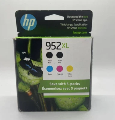 Cartuchos de tinta de alto rendimiento 5PK HP 952XL negro cian magenta amarillo 6ZA00AN 2026+ Foto 1 de 2